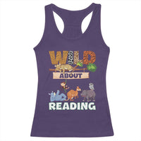 Wild About Reading Racerback Tank Top Cute Animal Book Lover Kids Teachers