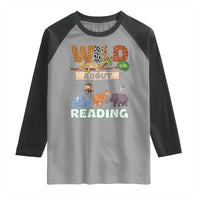 Wild About Reading Raglan Shirt Cute Animal Book Lover Kids Teachers
