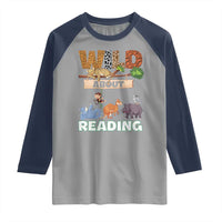 Wild About Reading Raglan Shirt Cute Animal Book Lover Kids Teachers