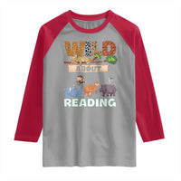Wild About Reading Raglan Shirt Cute Animal Book Lover Kids Teachers