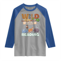 Wild About Reading Raglan Shirt Cute Animal Book Lover Kids Teachers
