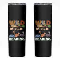 Wild About Reading Skinny Tumbler Cute Animal Book Lover Kids Teachers