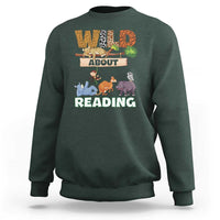 Wild About Reading Sweatshirt Cute Animal Book Lover Kids Teachers