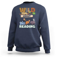 Wild About Reading Sweatshirt Cute Animal Book Lover Kids Teachers