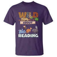 Wild About Reading T Shirt Cute Animal Book Lover Kids Teachers
