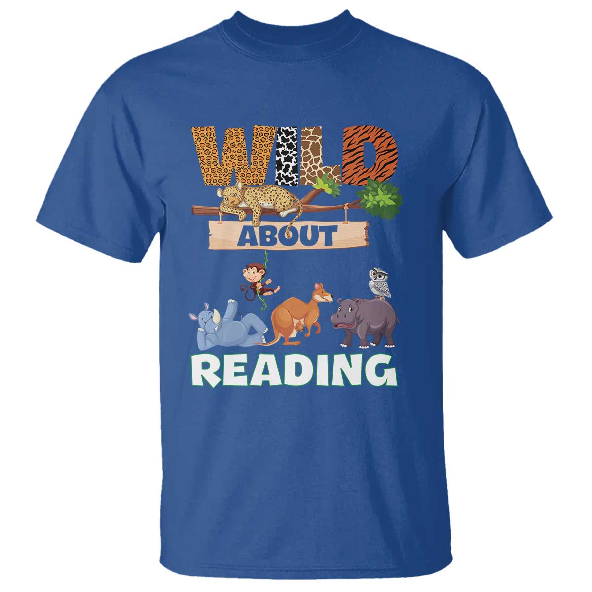 Wild About Reading T Shirt Cute Animal Book Lover Kids Teachers