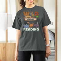 Wild About Reading T Shirt For Women Cute Animal Book Lover Kids Teachers