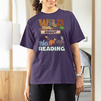 Wild About Reading T Shirt For Women Cute Animal Book Lover Kids Teachers