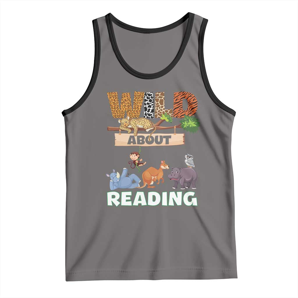 Wild About Reading Tank Top Cute Animal Book Lover Kids Teachers