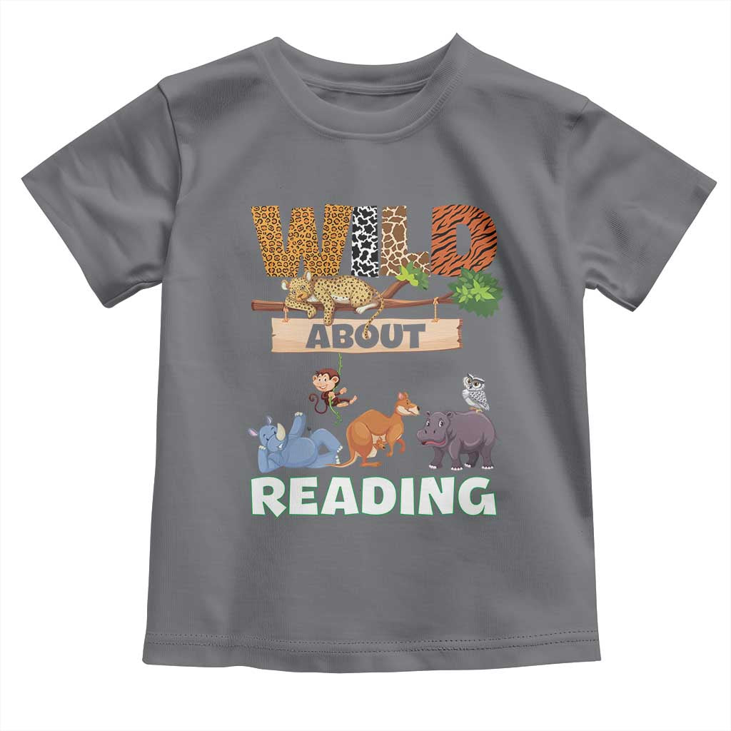 Wild About Reading Toddler T Shirt Cute Animal Book Lover Kids Teachers