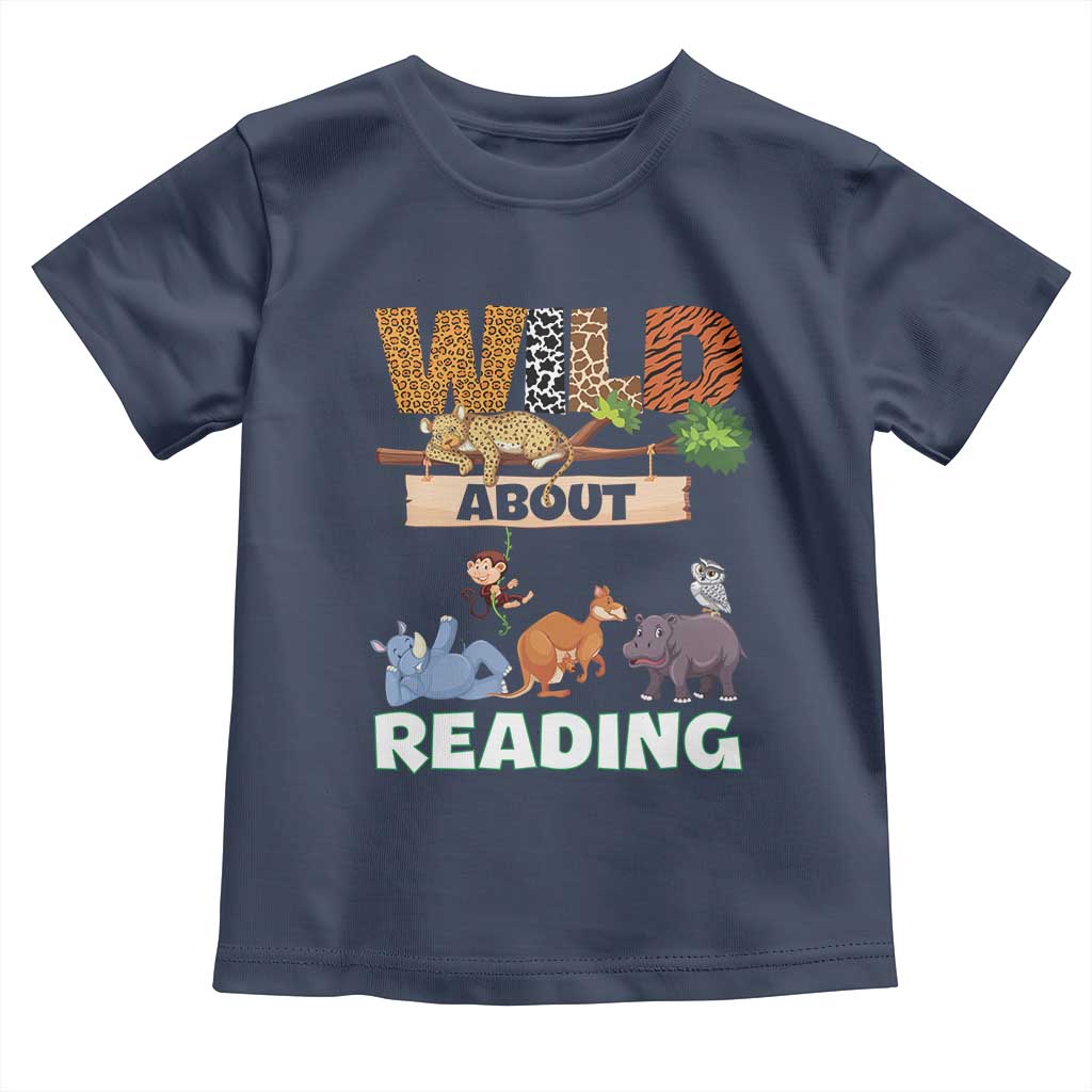 Wild About Reading Toddler T Shirt Cute Animal Book Lover Kids Teachers