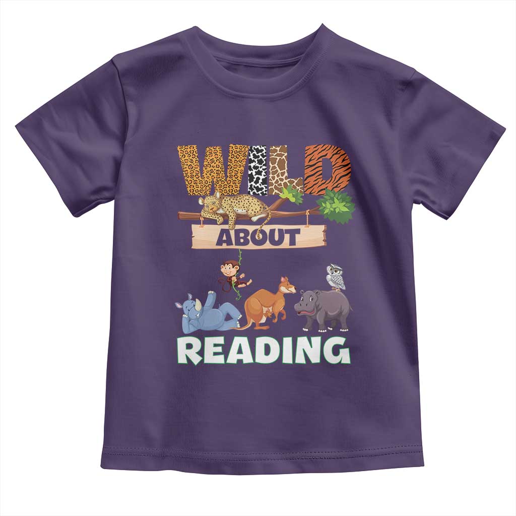 Wild About Reading Toddler T Shirt Cute Animal Book Lover Kids Teachers