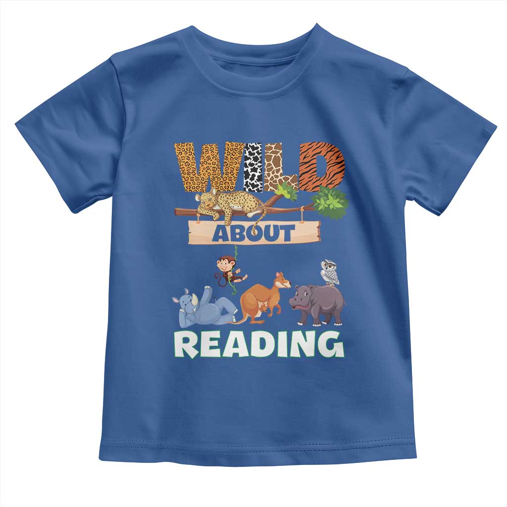 Wild About Reading Toddler T Shirt Cute Animal Book Lover Kids Teachers