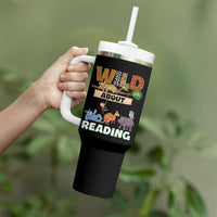 Wild About Reading Tumbler With Handle Cute Animal Book Lover Kids Teachers
