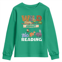 Wild About Reading Youth Sweatshirt Cute Animal Book Lover Kids Teachers