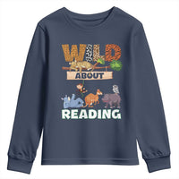 Wild About Reading Youth Sweatshirt Cute Animal Book Lover Kids Teachers