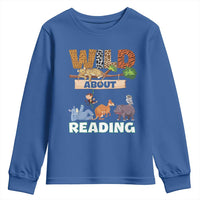 Wild About Reading Youth Sweatshirt Cute Animal Book Lover Kids Teachers