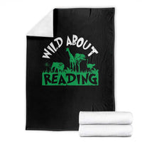 Wild About Reading Throw Blanket Cute Safari Animal Reading Shirt Preschool Kindergarten