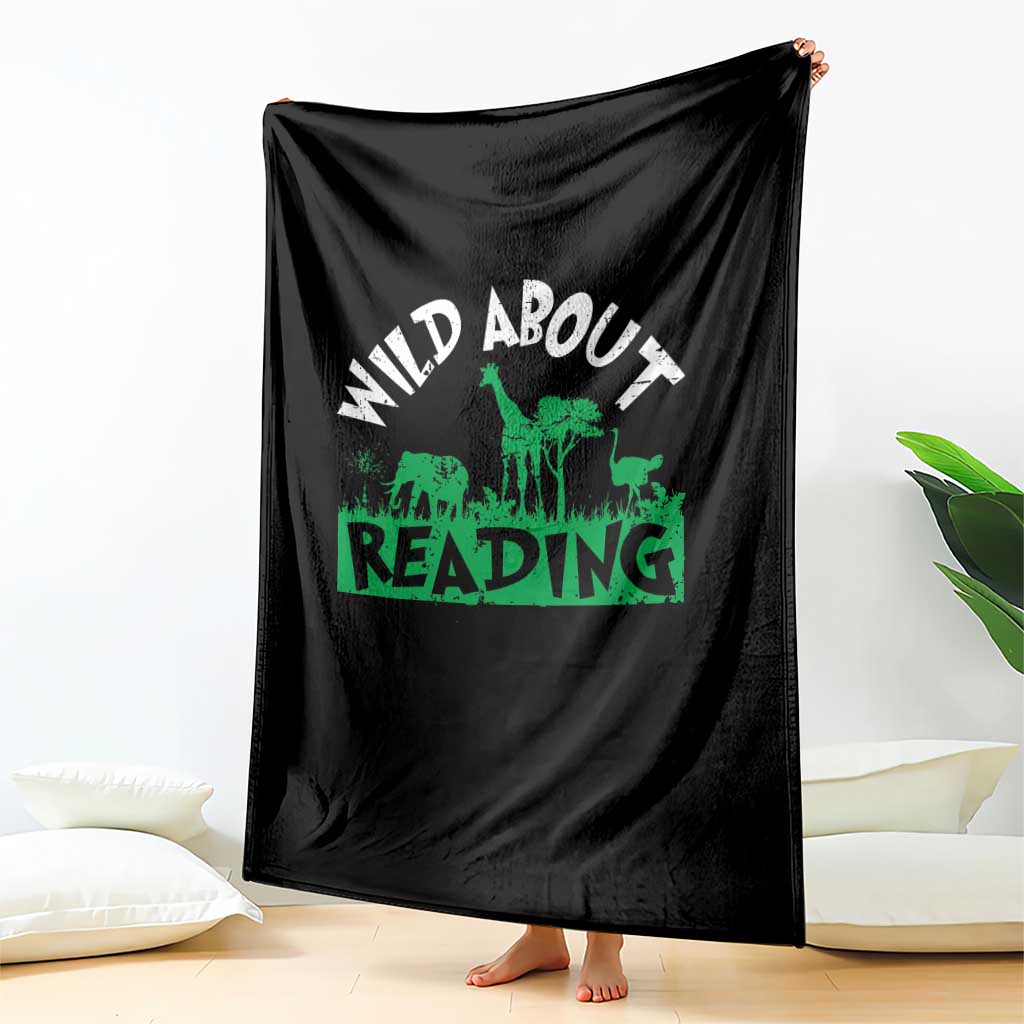 Wild About Reading Throw Blanket Cute Safari Animal Reading Shirt Preschool Kindergarten
