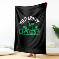 Wild About Reading Throw Blanket Cute Safari Animal Reading Shirt Preschool Kindergarten