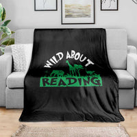 Wild About Reading Throw Blanket Cute Safari Animal Reading Shirt Preschool Kindergarten