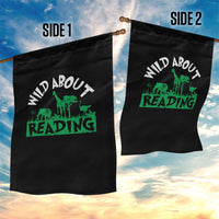 Wild About Reading Garden Flag Cute Safari Animal Reading Shirt Preschool Kindergarten