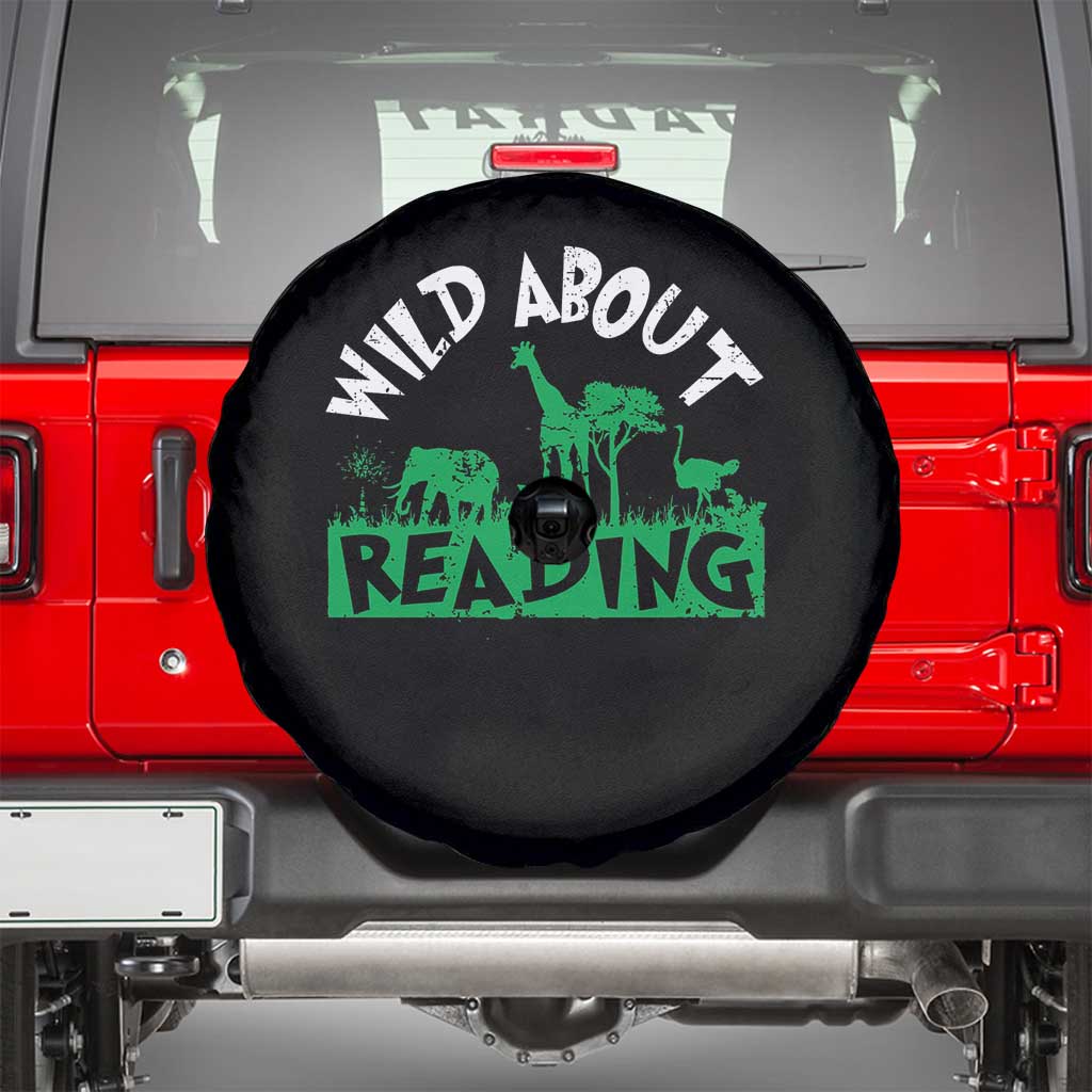 Wild About Reading Spare Tire Cover Cute Safari Animal Reading Shirt Preschool Kindergarten
