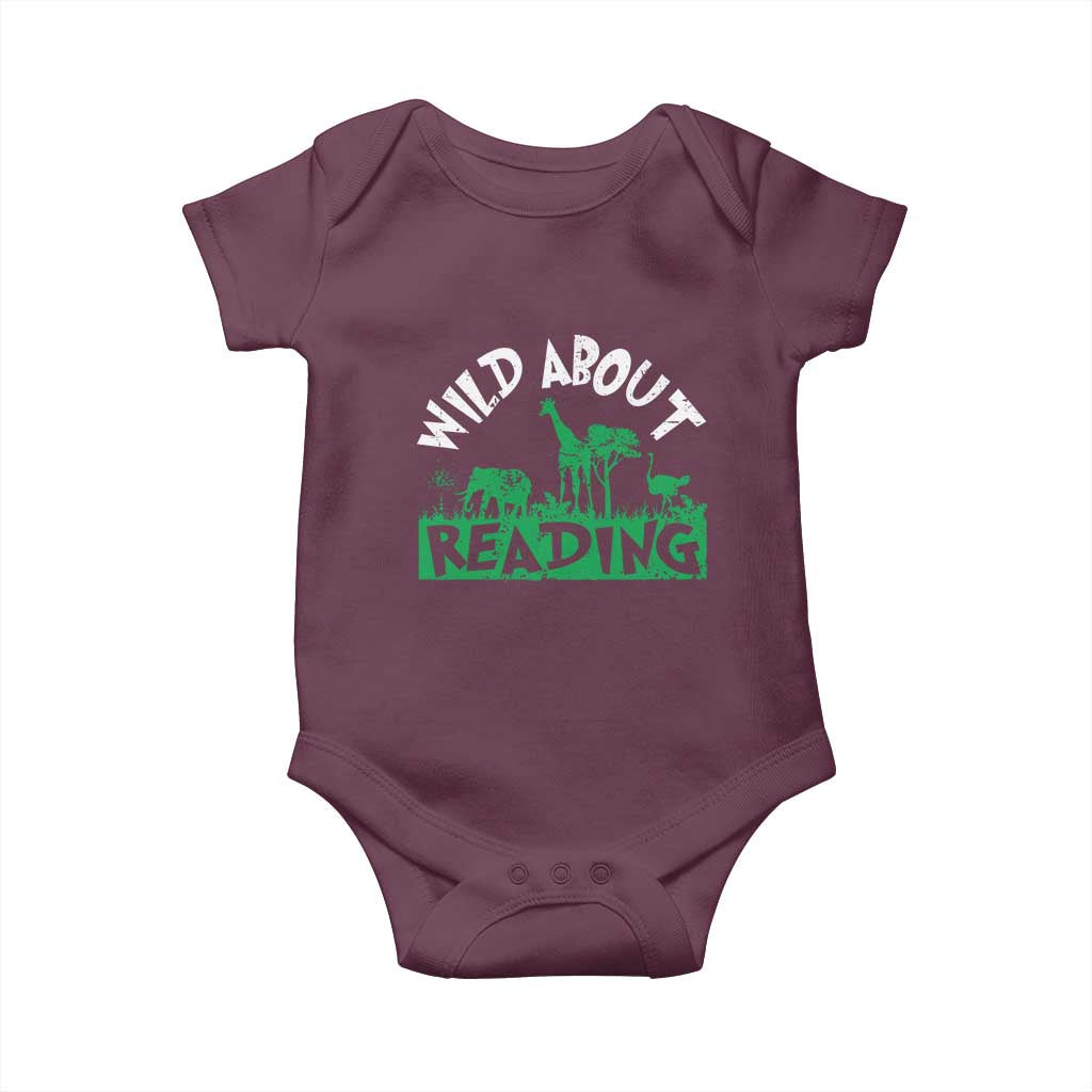 Wild About Reading Baby Onesie Cute Safari Animal Reading Shirt Preschool Kindergarten