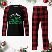 Wild About Reading Plaid Pajama Set Cute Safari Animal Reading Shirt Preschool Kindergarten