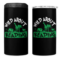 Wild About Reading 4 in 1 Can Cooler Tumbler Cute Safari Animal Reading Shirt Preschool Kindergarten
