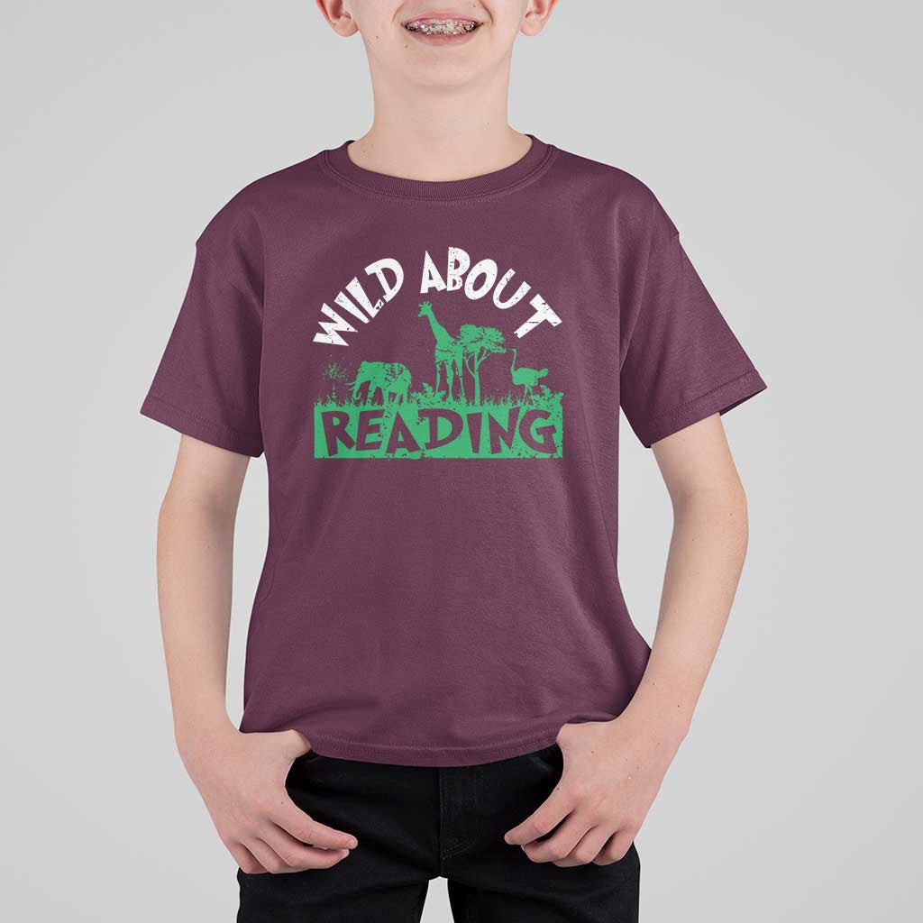 Wild About Reading T Shirt For Kid Cute Safari Animal Reading Shirt Preschool Kindergarten
