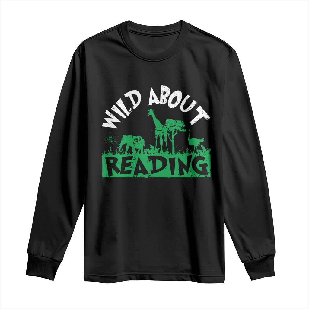 Wild About Reading Long Sleeve Shirt Cute Safari Animal Reading Shirt Preschool Kindergarten