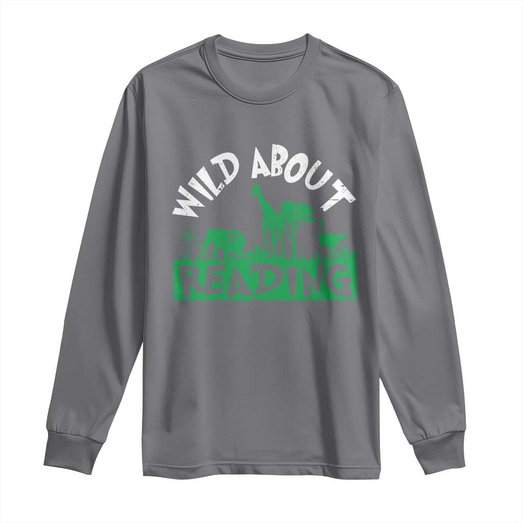 Wild About Reading Long Sleeve Shirt Cute Safari Animal Reading Shirt Preschool Kindergarten