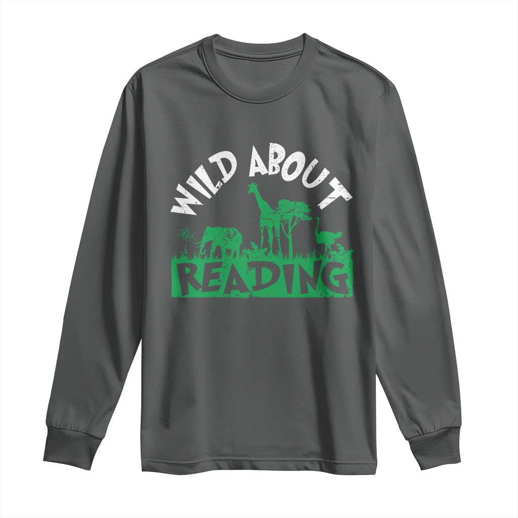 Wild About Reading Long Sleeve Shirt Cute Safari Animal Reading Shirt Preschool Kindergarten