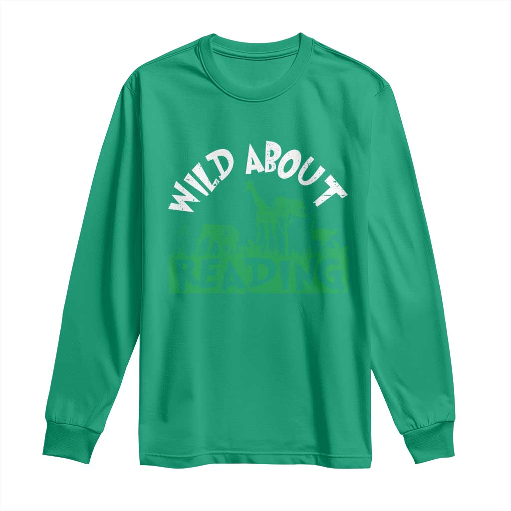 Wild About Reading Long Sleeve Shirt Cute Safari Animal Reading Shirt Preschool Kindergarten