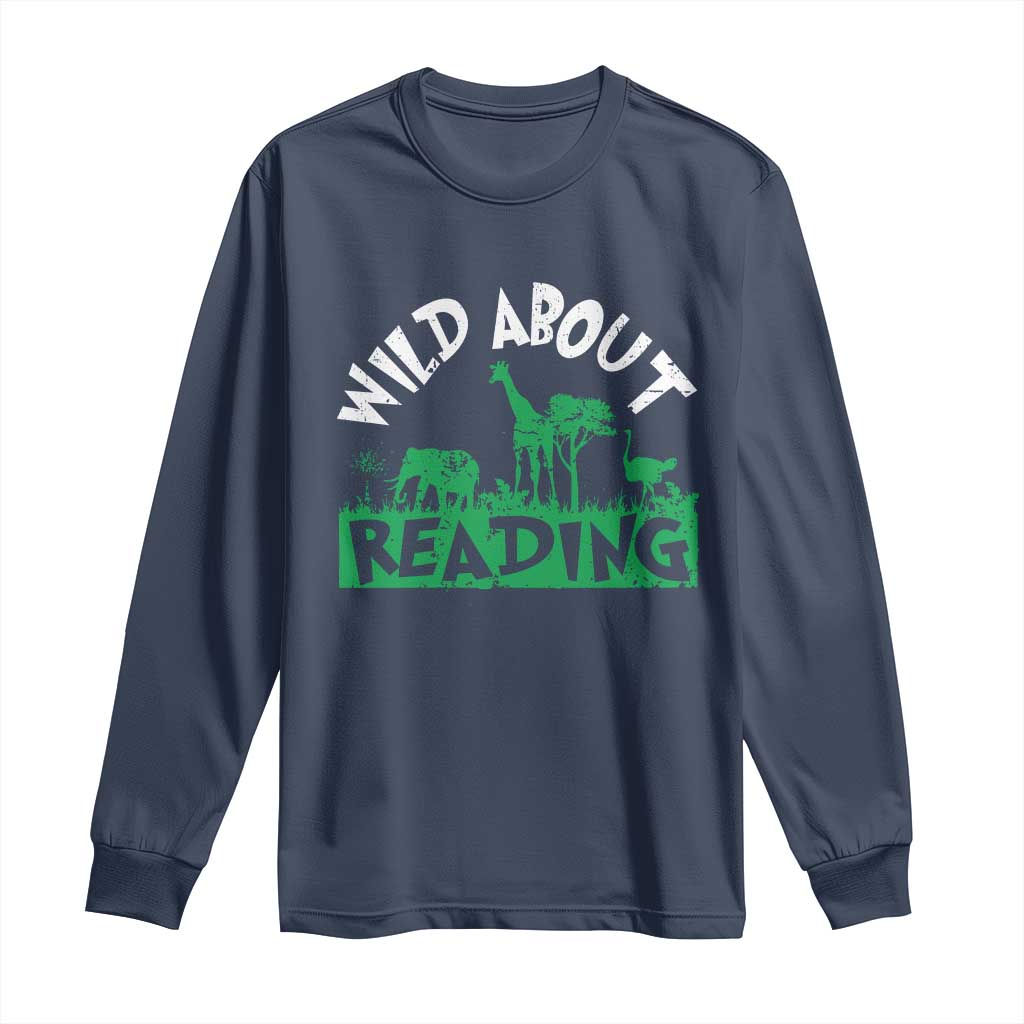 Wild About Reading Long Sleeve Shirt Cute Safari Animal Reading Shirt Preschool Kindergarten