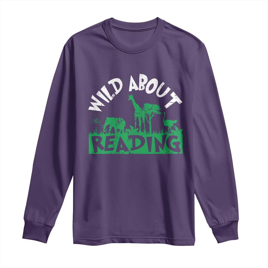 Wild About Reading Long Sleeve Shirt Cute Safari Animal Reading Shirt Preschool Kindergarten