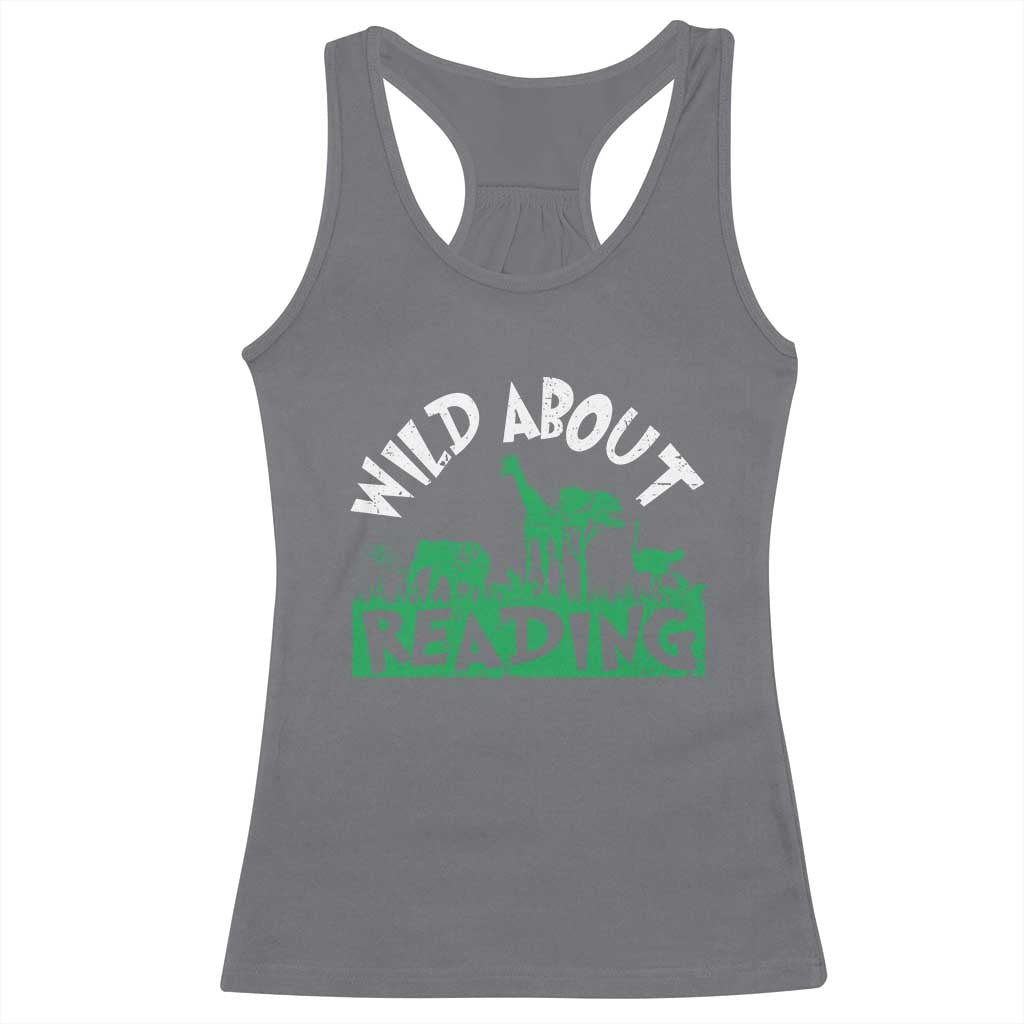Wild About Reading Racerback Tank Top Cute Safari Animal Reading Shirt Preschool Kindergarten
