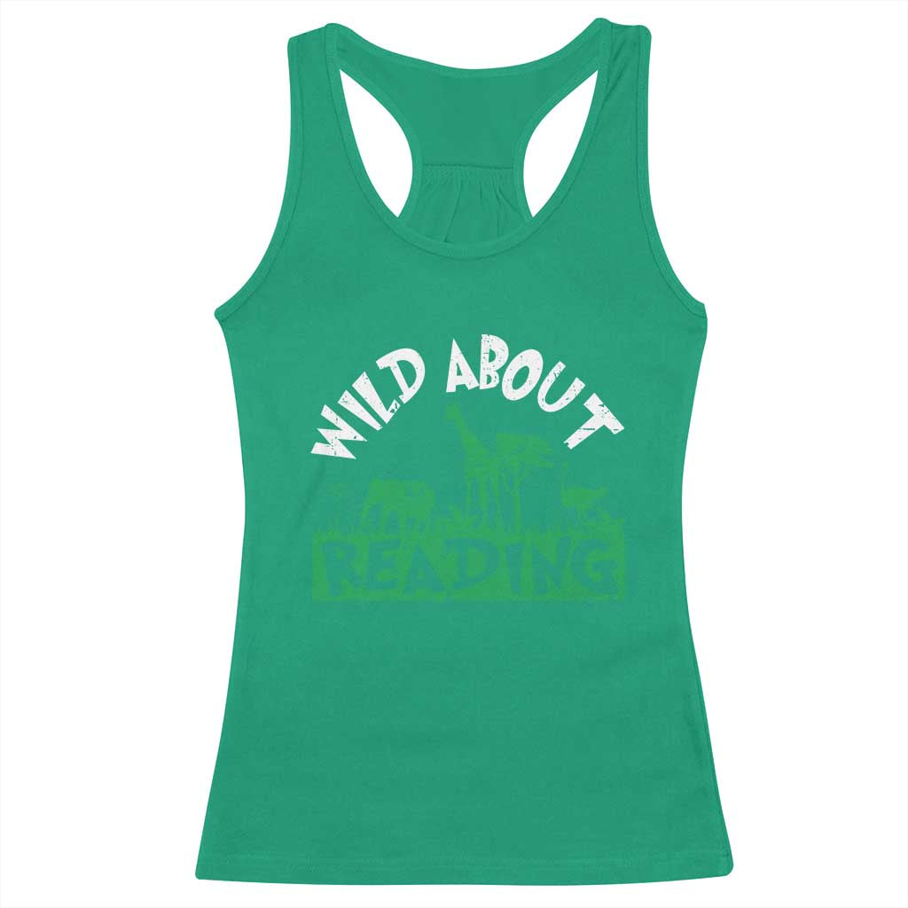 Wild About Reading Racerback Tank Top Cute Safari Animal Reading Shirt Preschool Kindergarten