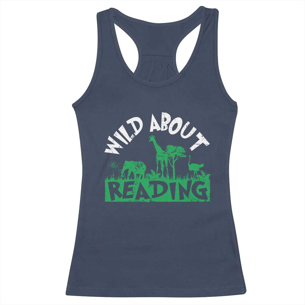 Wild About Reading Racerback Tank Top Cute Safari Animal Reading Shirt Preschool Kindergarten