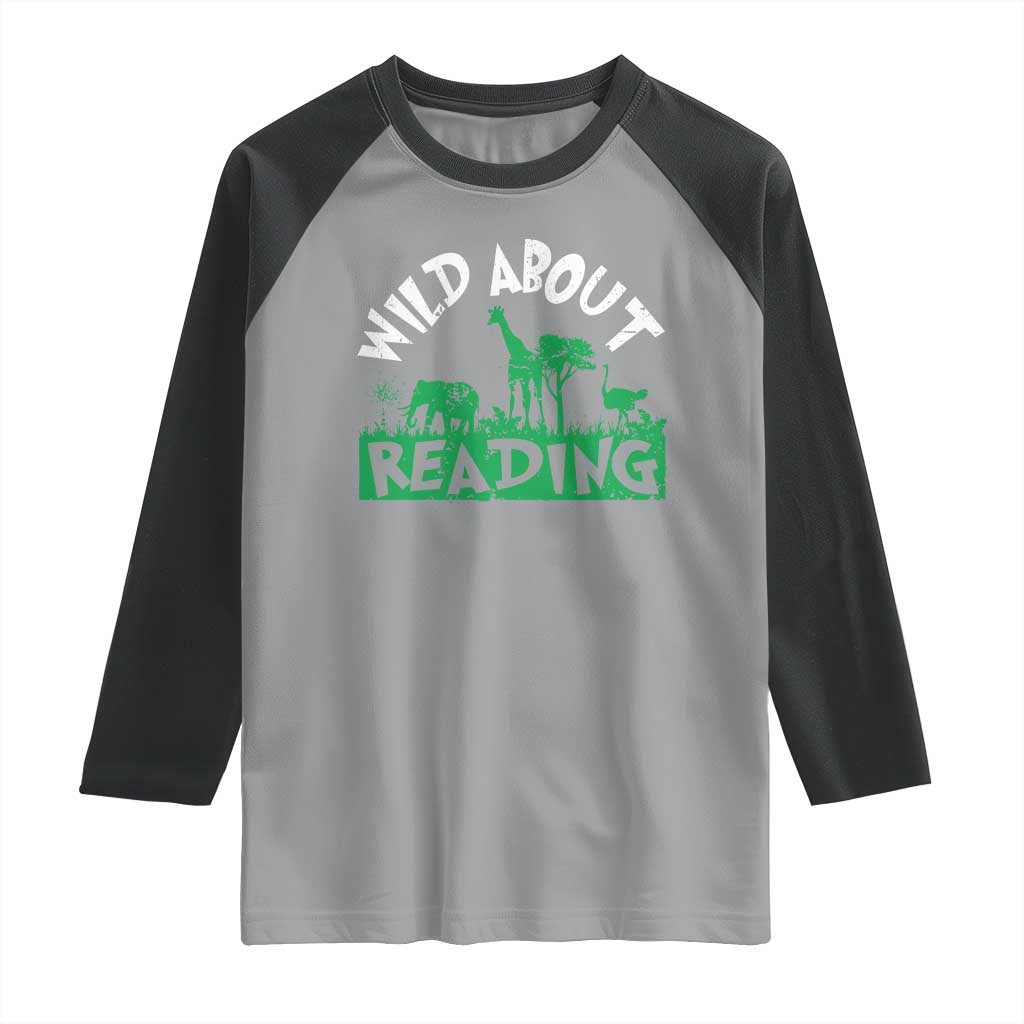 Wild About Reading Raglan Shirt Cute Safari Animal Reading Shirt Preschool Kindergarten