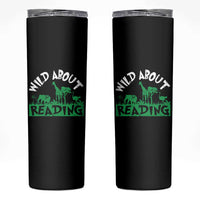 Wild About Reading Skinny Tumbler Cute Safari Animal Reading Shirt Preschool Kindergarten