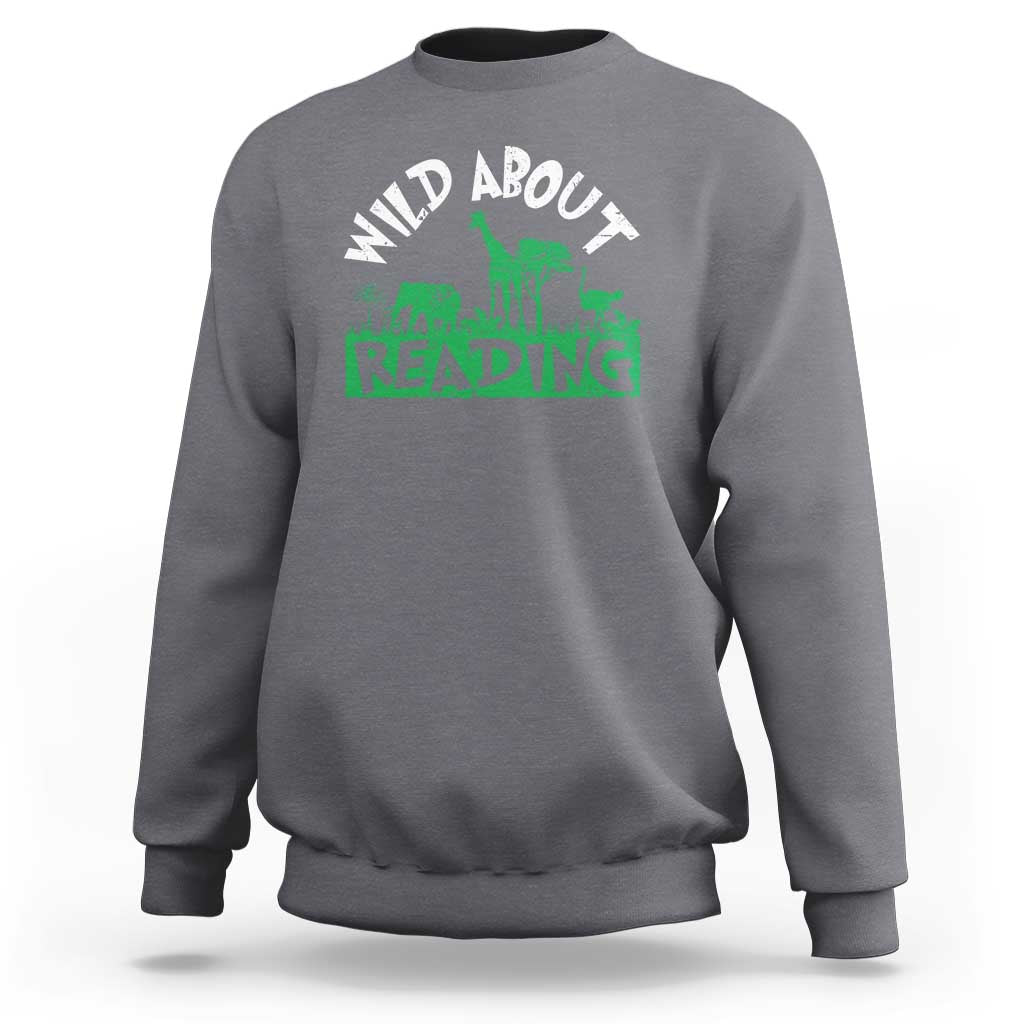 Wild About Reading Sweatshirt Cute Safari Animal Reading Shirt Preschool Kindergarten