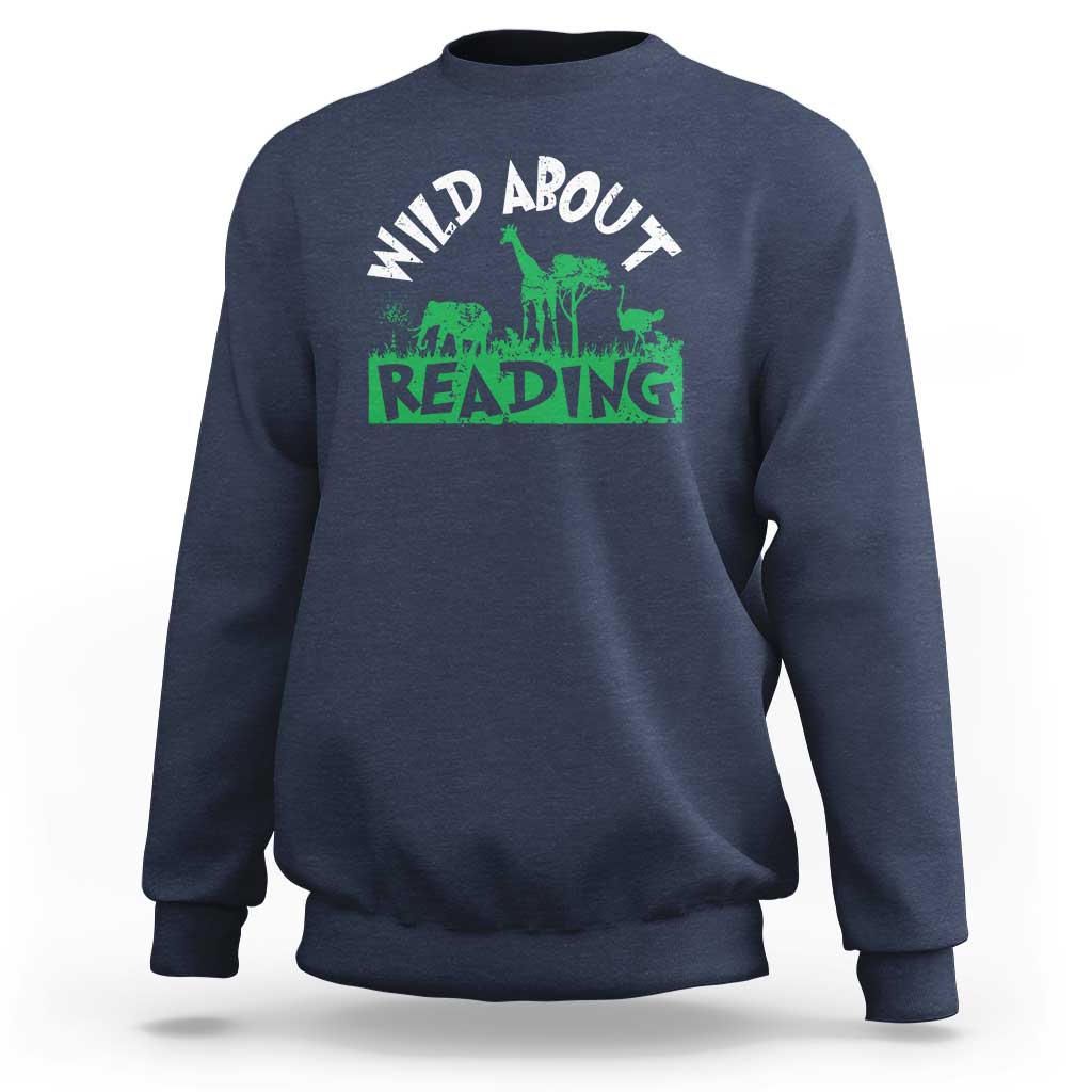 Wild About Reading Sweatshirt Cute Safari Animal Reading Shirt Preschool Kindergarten