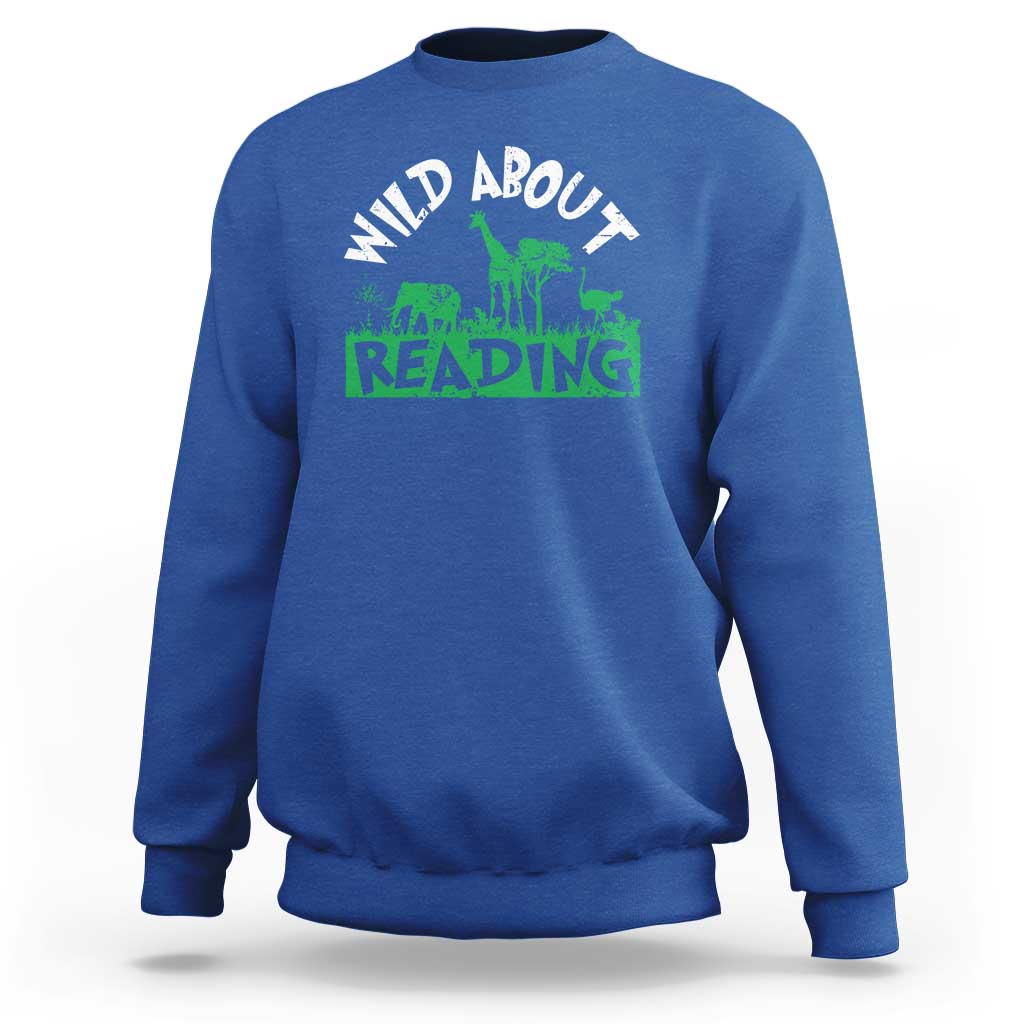 Wild About Reading Sweatshirt Cute Safari Animal Reading Shirt Preschool Kindergarten