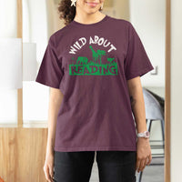 Wild About Reading T Shirt For Women Cute Safari Animal Reading Shirt Preschool Kindergarten