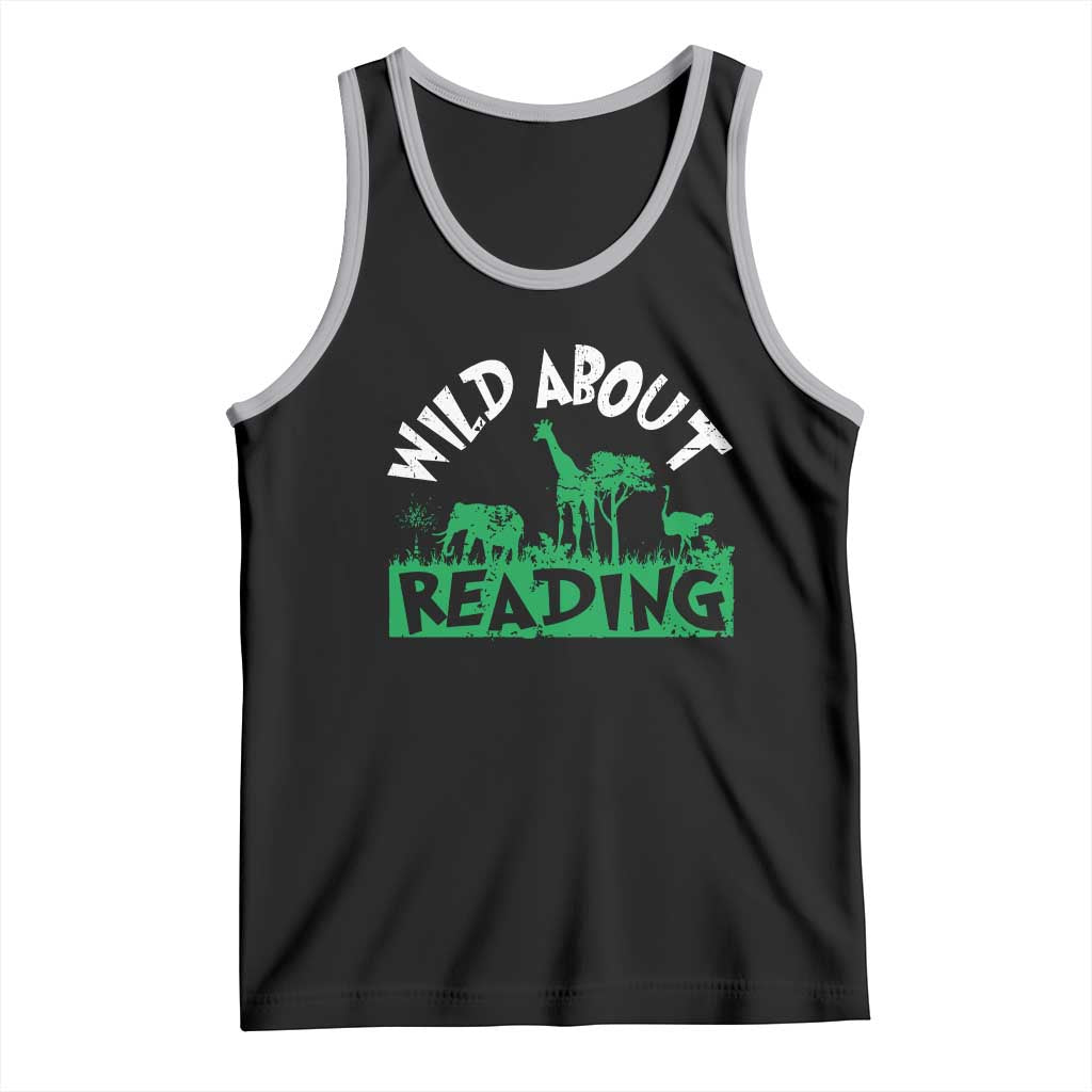 Wild About Reading Tank Top Cute Safari Animal Reading Shirt Preschool Kindergarten