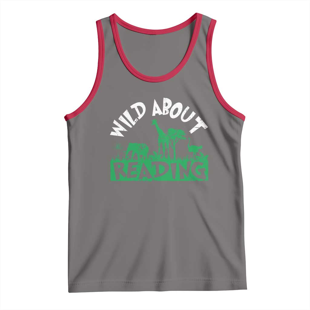 Wild About Reading Tank Top Cute Safari Animal Reading Shirt Preschool Kindergarten