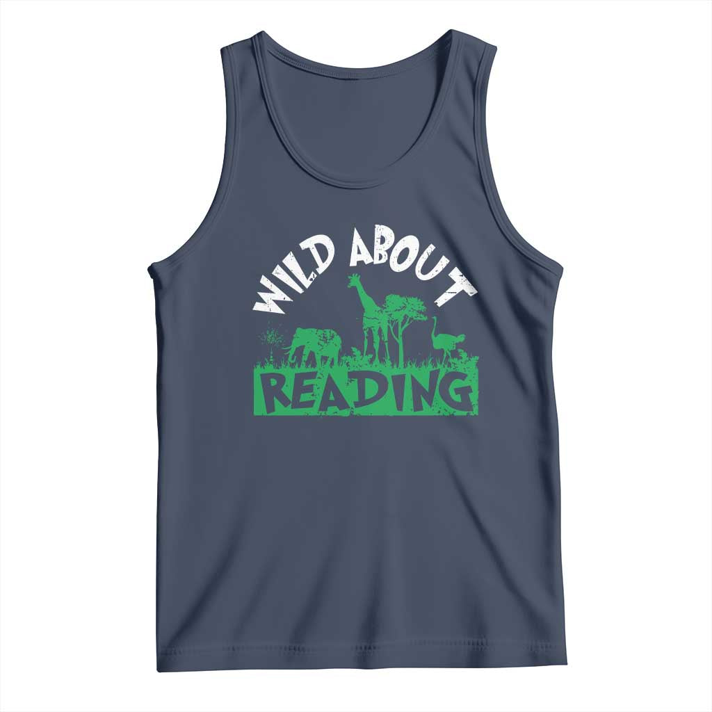 Wild About Reading Tank Top Cute Safari Animal Reading Shirt Preschool Kindergarten