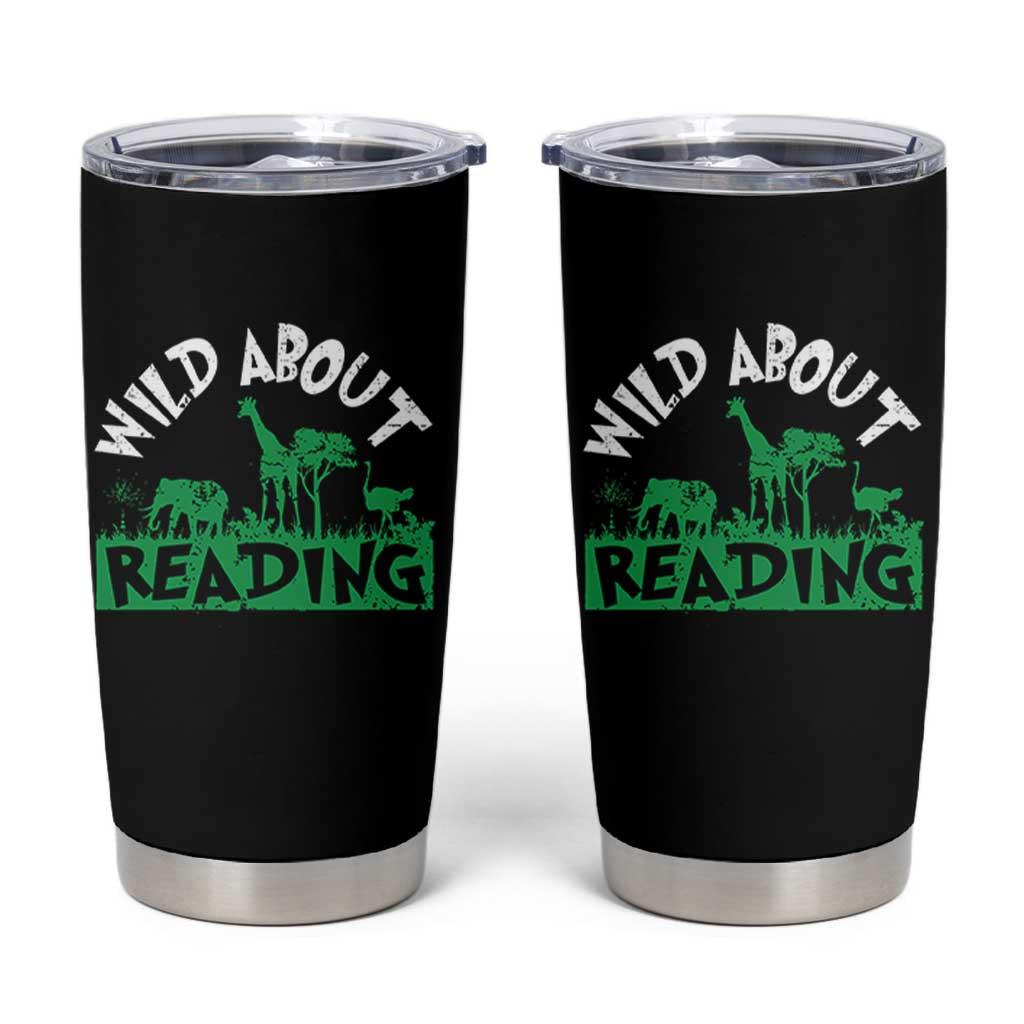 Wild About Reading Tumbler Cup Cute Safari Animal Reading Shirt Preschool Kindergarten